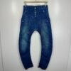 Humor Zanka Jeans Men's W28 L34 Blue Denim Low Drop Crotch 3D Slim Button Y2K