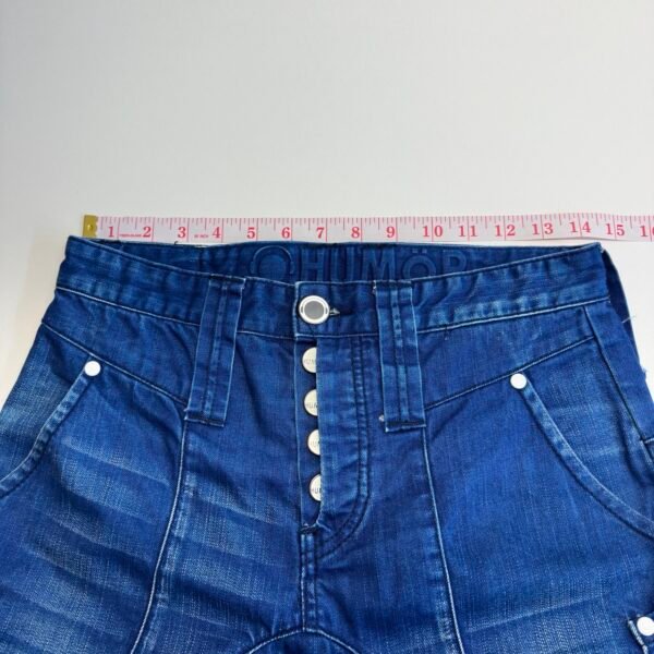 Humor Zanka Jeans Men's W28 L34 Blue Denim Low Drop Crotch 3D Slim Button Y2K