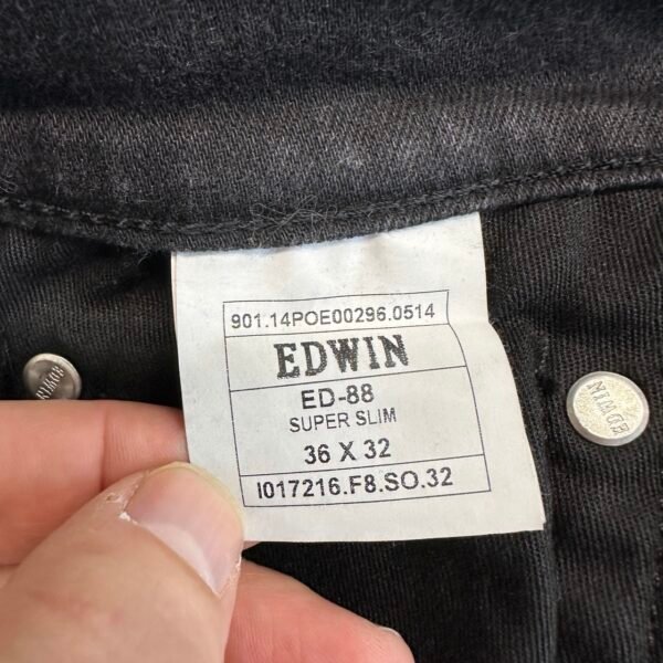 Edwin ED-88 Super Slim Jeans Men's W36 L33 Black Stretch Denim Skinny Zip Fly