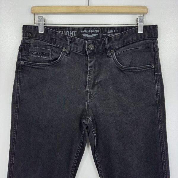 PME Legend Nightflight Jeans Men's W32 L32 Black Stretch Denim Slim Straight Zip