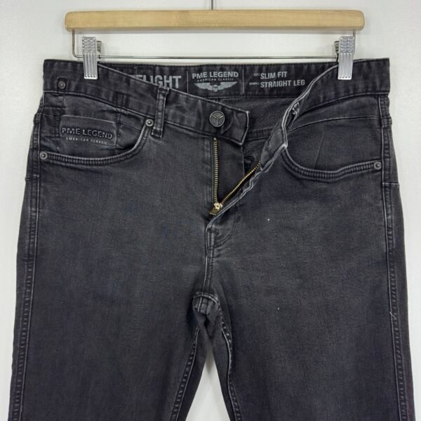 PME Legend Nightflight Jeans Men's W32 L32 Black Stretch Denim Slim Straight Zip