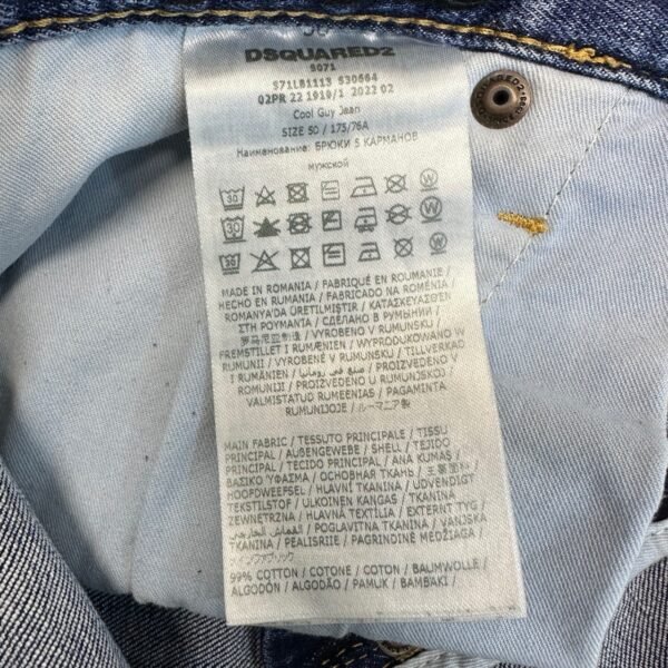 Dsquared2 S71LB1113 Cool Guy Jeans Mens Tag 50 W36 L34 Blue Denim Paint Splatter