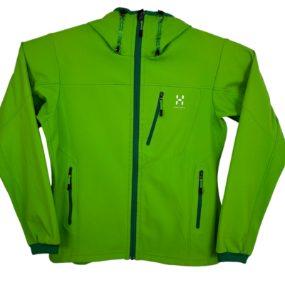Haglofs Green Hooded Full-Zip Hiking Jacket Women's Size L Outdoor Stretch Pockets