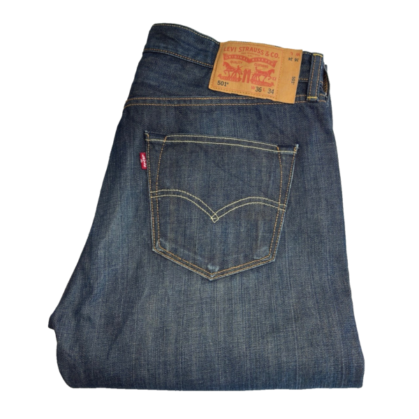 Levi's 501 Jeans Men's W36 L34 Blue Classic Denim Regular Straight Button Fly