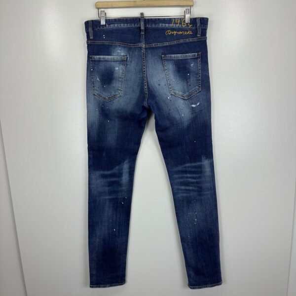Dsquared2 S71LB1113 Cool Guy Jeans Mens Tag 50 W36 L34 Blue Denim Paint Splatter
