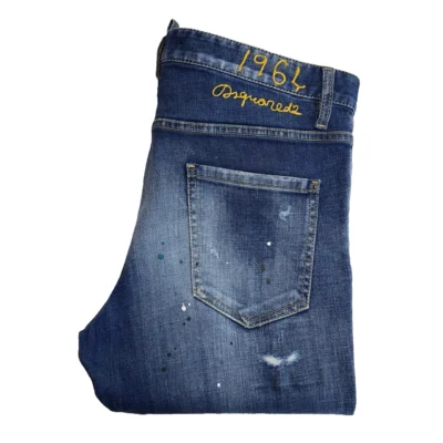 Dsquared2 S71LB1113 Cool Guy Jeans Mens Tag 50 W36 L34 Blue Denim Paint Splatter