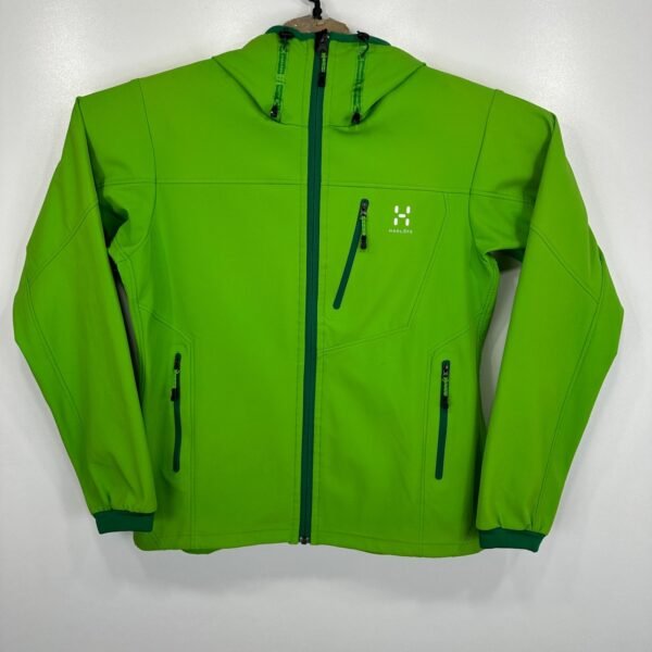 s-l1600 Haglofs Green Hooded Full-Zip Hiking Jacket Women's Size L Outdoor Stretch Pockets