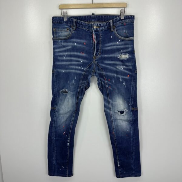 Dsquared2 Classic Kenny Twist Factory Distressed Jeans Men's W34 L28 Tag 50 Blue