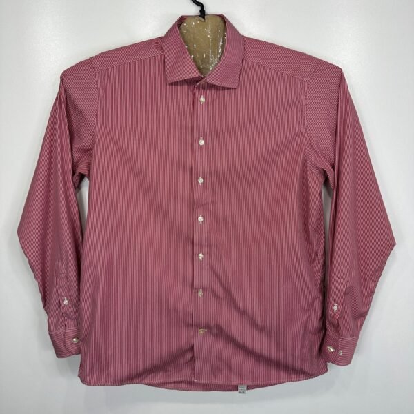 Eton Contemporary Formal Dress Shirt Men's 17 43 Red Striped Long Sleeve Luxury