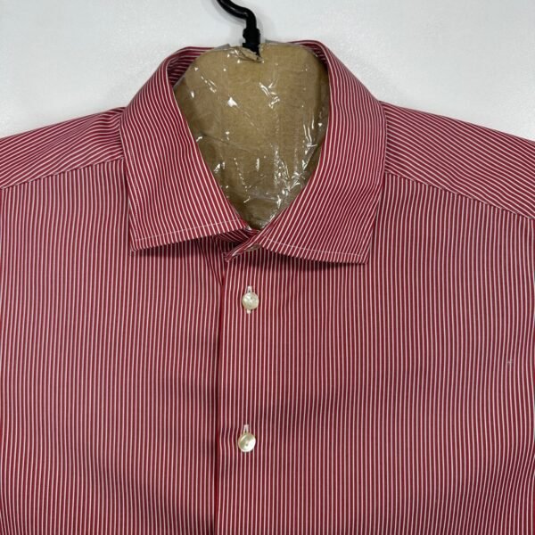 Eton Contemporary Formal Dress Shirt Men's 17 43 Red Striped Long Sleeve Luxury