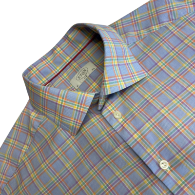 Eton Formal Dress Shirt Men's 42 16.5 Multicolored Plaid Long Sleeve Slim Button