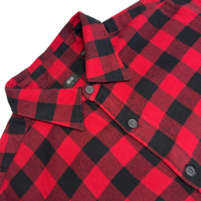 Uniqlo Flannel Buffalo Check Shirt Mens Size S Red Black Long Sleeve Regular Fit