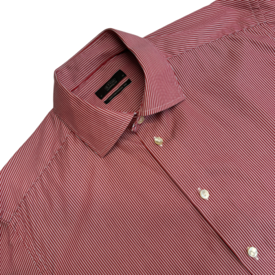 Eton Contemporary Formal Dress Shirt Men's 17 43 Red Striped Long Sleeve Luxury