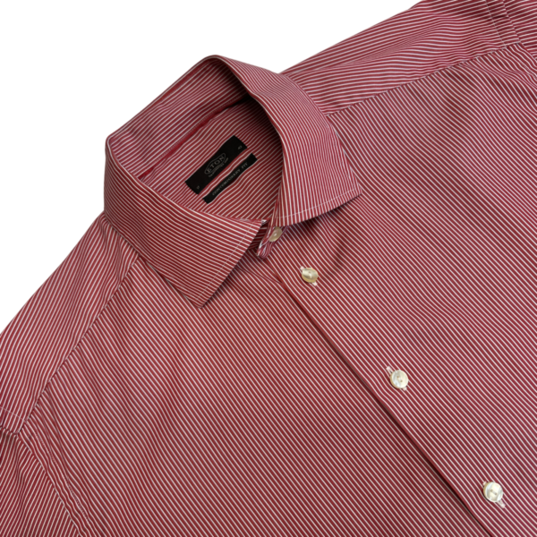 Eton Contemporary Formal Dress Shirt Men's 17 43 Red Striped Long Sleeve Luxury