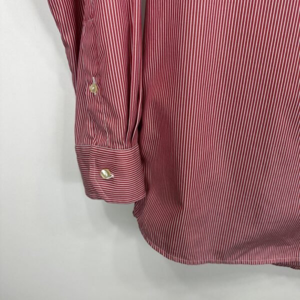 Eton Contemporary Formal Dress Shirt Men's 17 43 Red Striped Long Sleeve Luxury