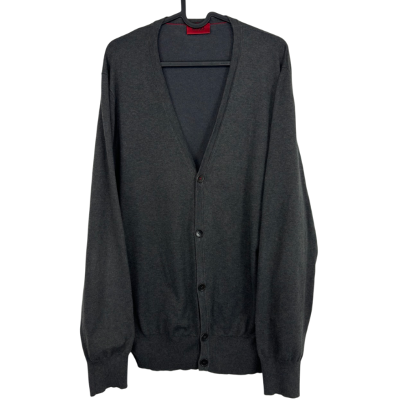 Hugo Boss Sidorton Cardigan Men's Sweater Size XL Grey V Neck Stretch Knit Hugo Boss Sidorton Cardigan Men's Sweater Size XL Grey V Neck Stretch Knit