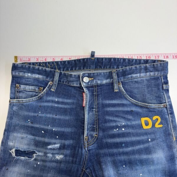 Dsquared2 S71LB1113 Cool Guy Jeans Mens Tag 50 W36 L34 Blue Denim Paint Splatter