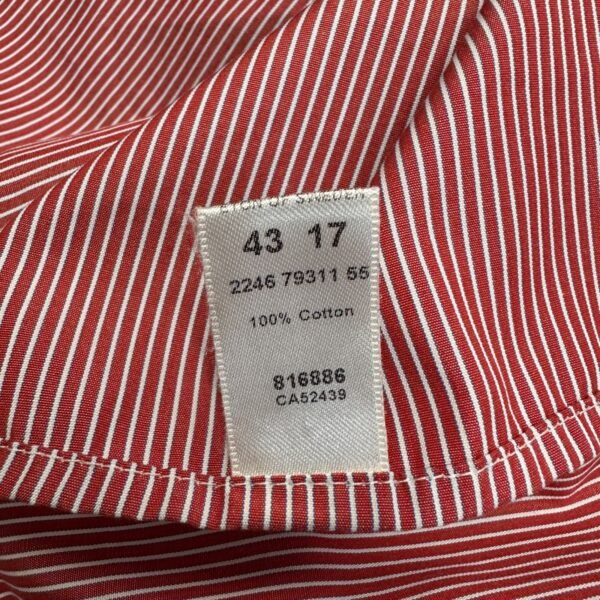 Eton Contemporary Formal Dress Shirt Men's 17 43 Red Striped Long Sleeve Luxury