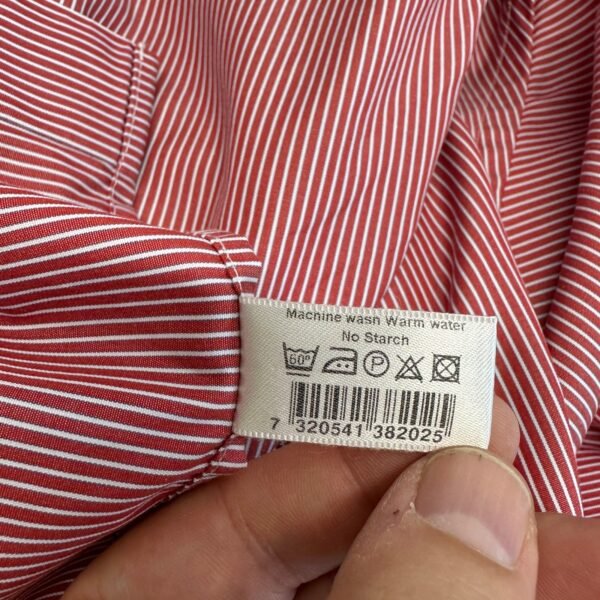Eton Contemporary Formal Dress Shirt Men's 17 43 Red Striped Long Sleeve Luxury