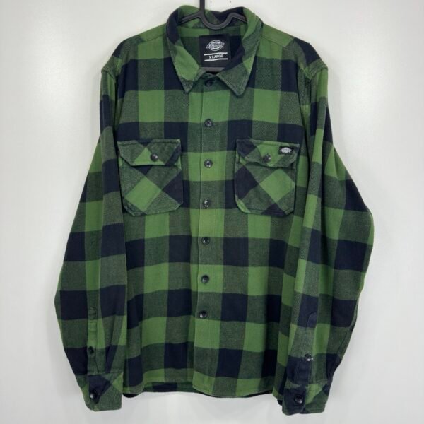 IMG_4749 Large Dickies Flannel Shirt Green XL Men's Big Check Pockets
