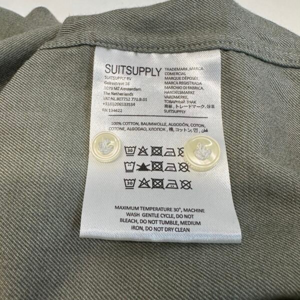 Suitsupply Shirt Mens 39/40 15.5 15 3/4 Khaki Slim Fit Casual Long Sleeve Button Down