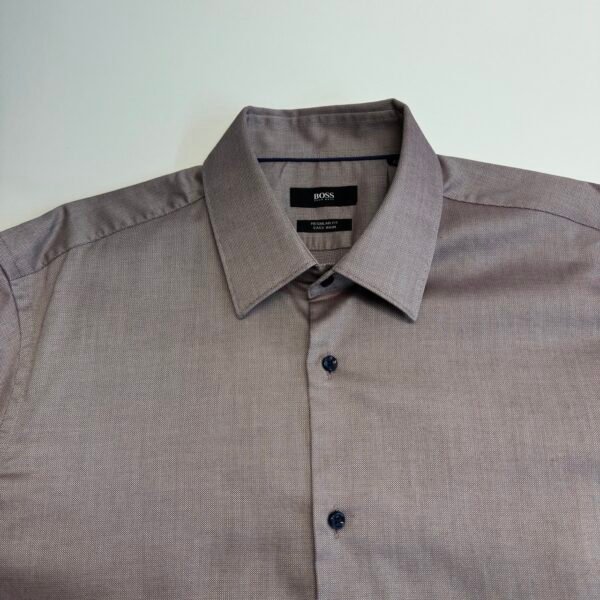 Hugo Boss Formal Dress Shirt Men's 42 16.5 Purple Long Sleeve Easy Iron Regular