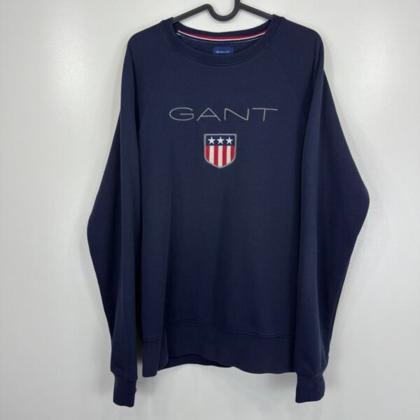 Gant Sweatshirt Men's Pullover Size M Blue Crew Neck Big Logo