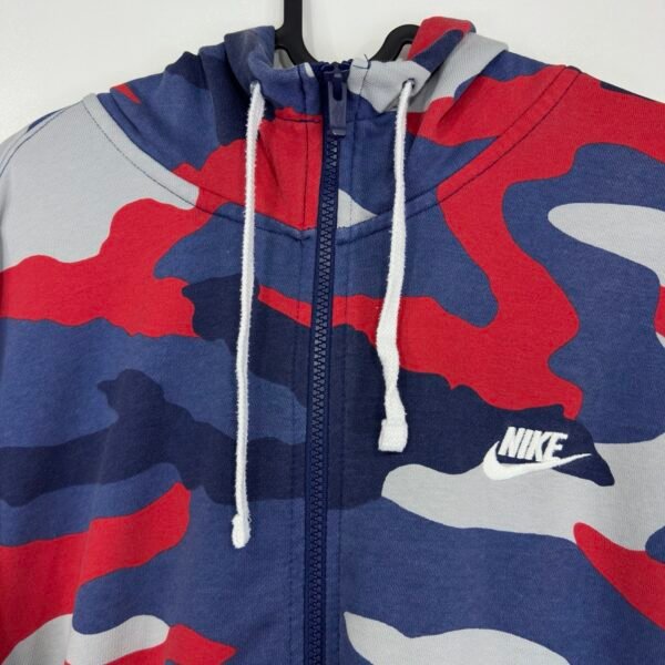 Nike Camo Hoodie Mens Sweatshirt XL Camouflage Full Zip Up Red Blue Grey