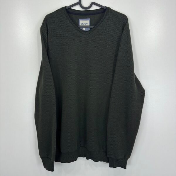 Wrangler Sweater Men's Jumper Size XL Green Knit Pullover V-Neck