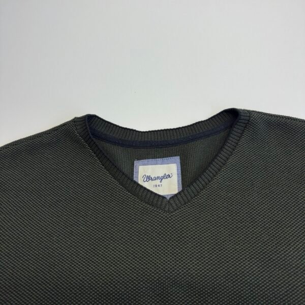 Wrangler Sweater Men's Jumper Size XL Green Knit Pullover V-Neck