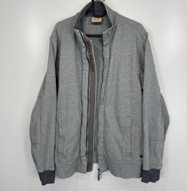 IMG_4900 Large Hugo Boss Sweatshirt Men's Jumper Size M Grey Full Zip Sweater High Neck