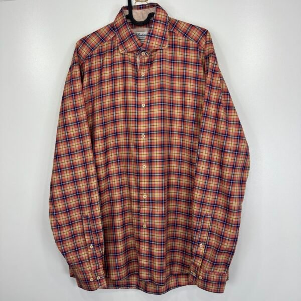 Stenstroms Shirt Men's 16 41 Orange Plaid Check Long Sleeve