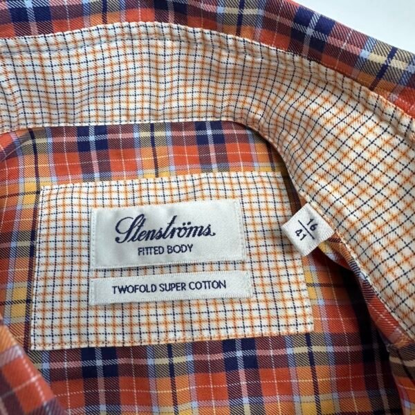 Stenstroms Shirt Men's 16 41 Orange Plaid Check Long Sleeve