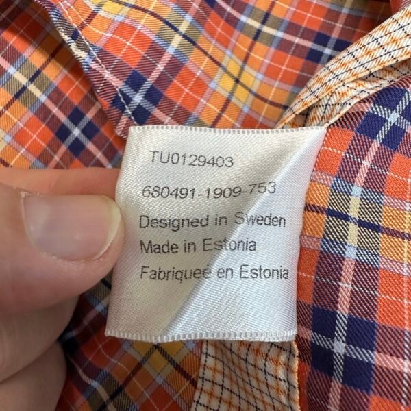 Stenstroms Shirt Men's 16 41 Orange Plaid Check Long Sleeve