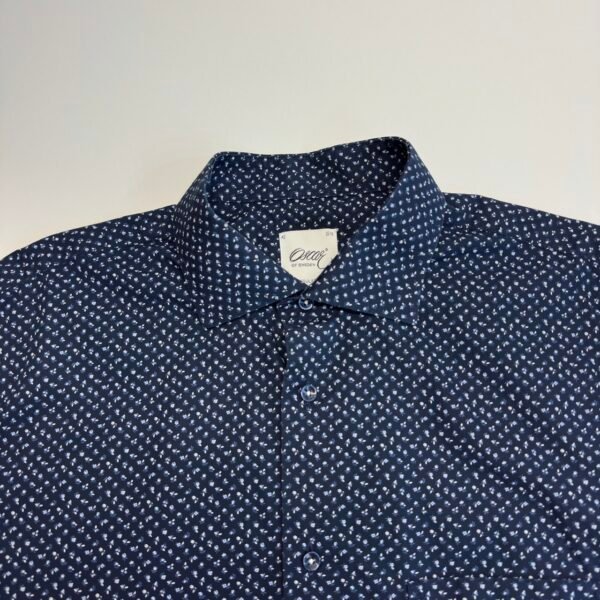 IMG_4942 Large Oscar of Sweden Floral Shirt Men's 16.5 42 Blue Regular Long Sleeve Button Up