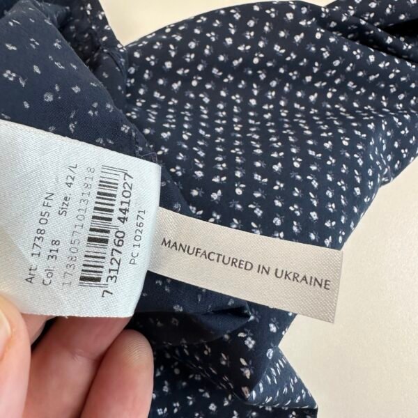 IMG_4946 Large Oscar of Sweden Floral Shirt Men's 16.5 42 Blue Regular Long Sleeve Button Up