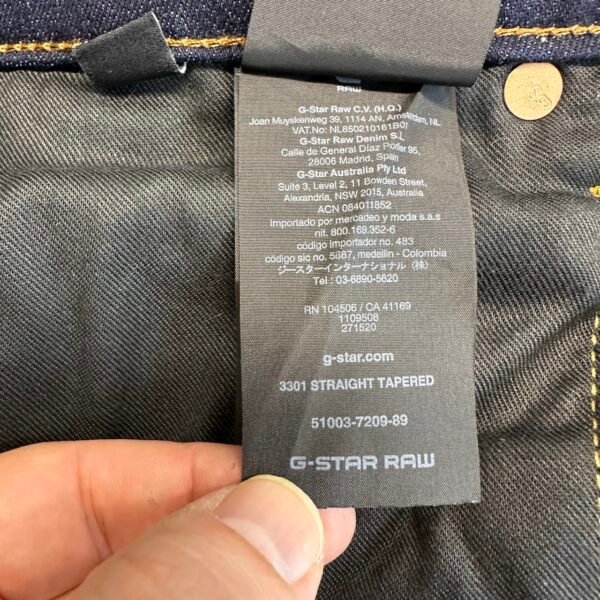 G-Star 3301 Jeans Blue W38 L32 Men's Stretch Straight Tapered