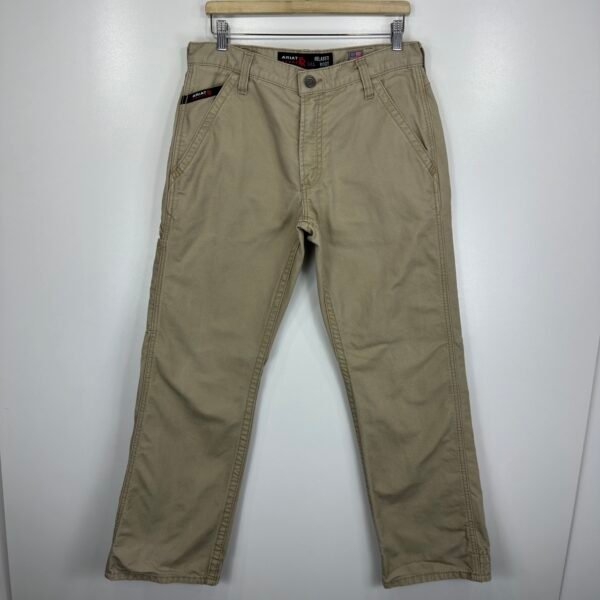 IMG_5113 Large Ariat FR M4 Workhorse Khaki Jeans Men's W31 L32 Flame Resistant Relaxed Bootcut