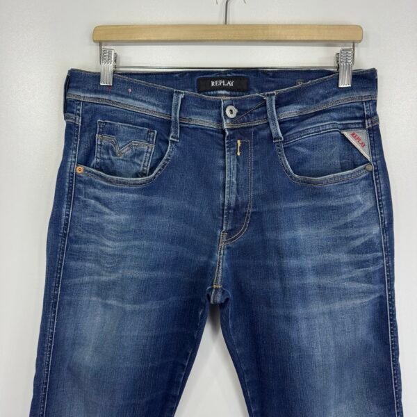 IMG_5135 Large Replay Anbass Jeans Blue W32 L34 Men's Slim Skinny Stretch
