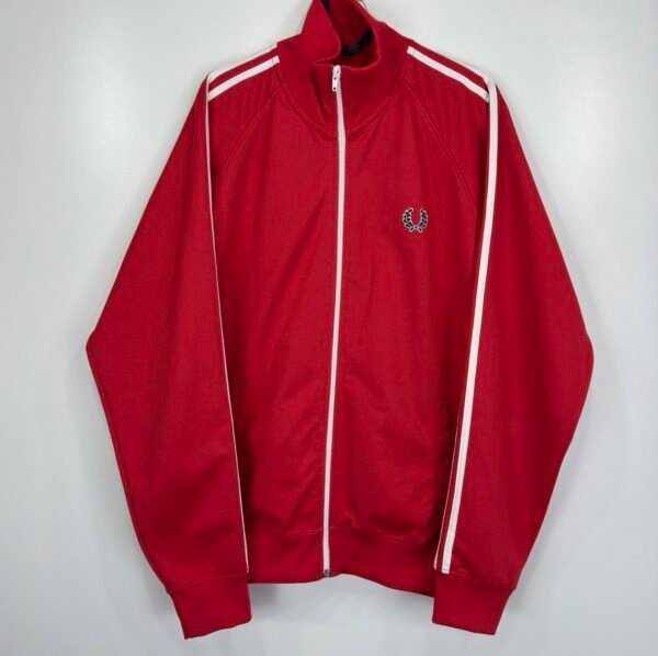 Fred Perry Red Track Jacket Mens L Full Zip