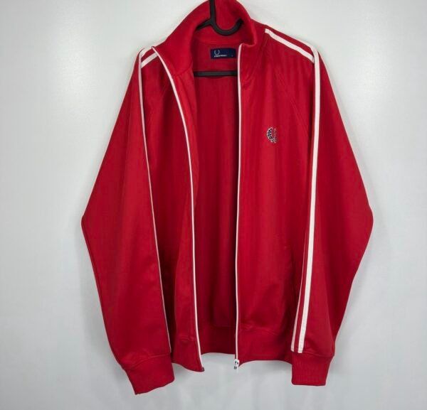 Fred Perry Red Track Jacket Mens L Full Zip