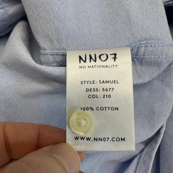 NN07 Samuel 5677 Shirt Men's XL Blue Slim Long Sleeve Oxford Grandad