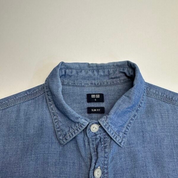 Uniqlo Chambray Overshirt Blue Men’s S Slim Fit Long Sleeve
