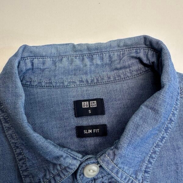 Uniqlo Chambray Overshirt Blue Men’s S Slim Fit Long Sleeve