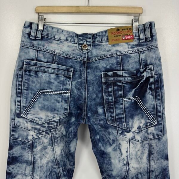 Kosmo Lupo Jeans Blue W36 L32 Men’s Acid Wash Straight Zip