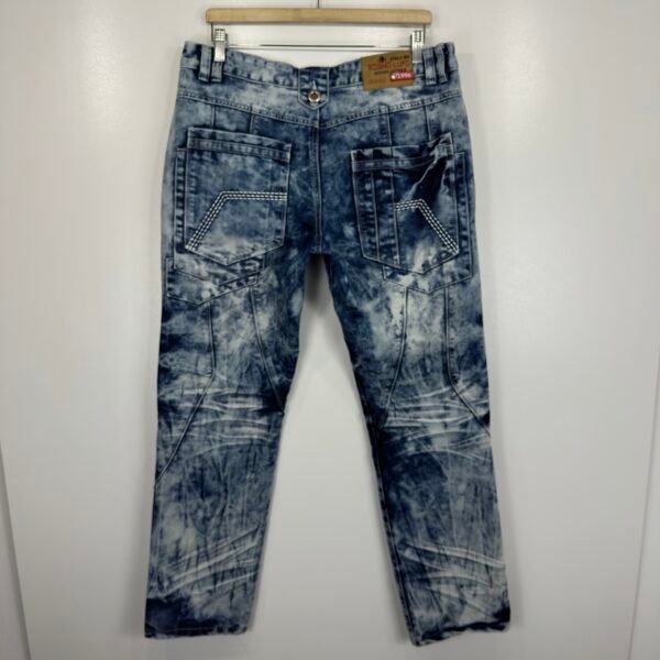 Kosmo Lupo Jeans Blue W36 L32 Men’s Acid Wash Straight Zip