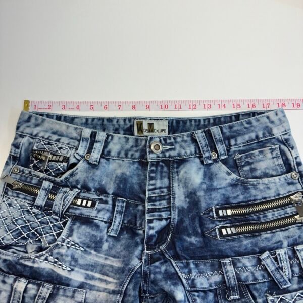 Kosmo Lupo Jeans Blue W36 L32 Men’s Acid Wash Straight Zip