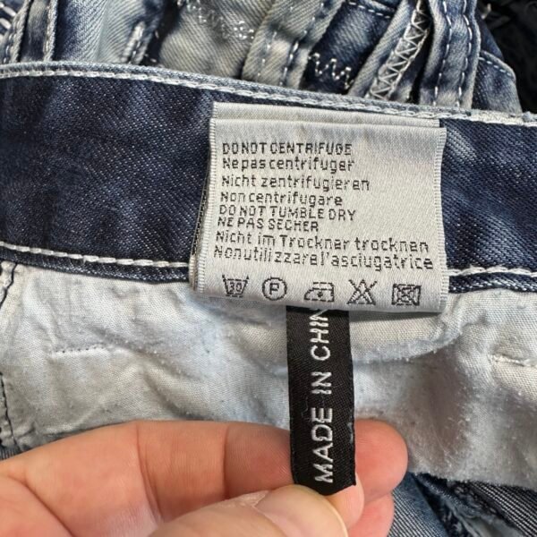 Kosmo Lupo Jeans Blue W36 L32 Men’s Acid Wash Straight Zip