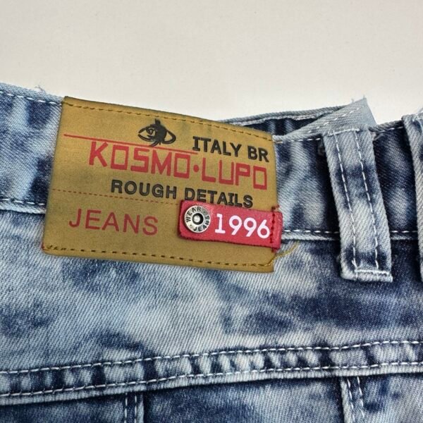 Kosmo Lupo Jeans Blue W36 L32 Men’s Acid Wash Straight Zip