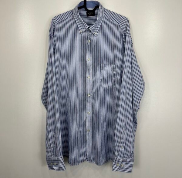 Paul & Shark Linen Blend Shirt Blue Striped XL / 43 17.5 Men’s Long Sleeve